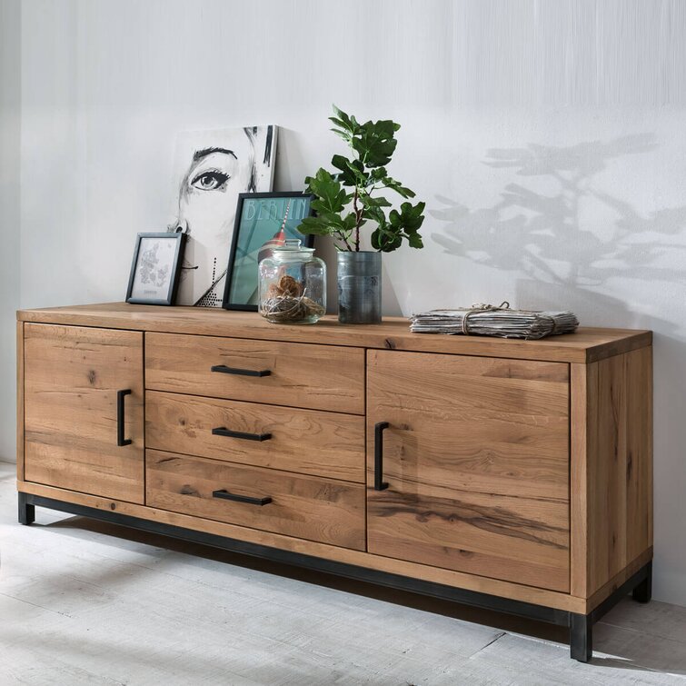 Ebern Designs Capirano 200Cm Wide 3 Drawer Oak Sideboard | Wayfair.co.uk